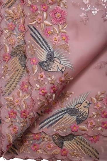 Rose Organza Handwork Saree